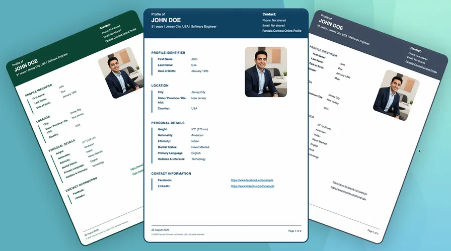 A Panosia Connect profile exported as a formatted, shareable PDF