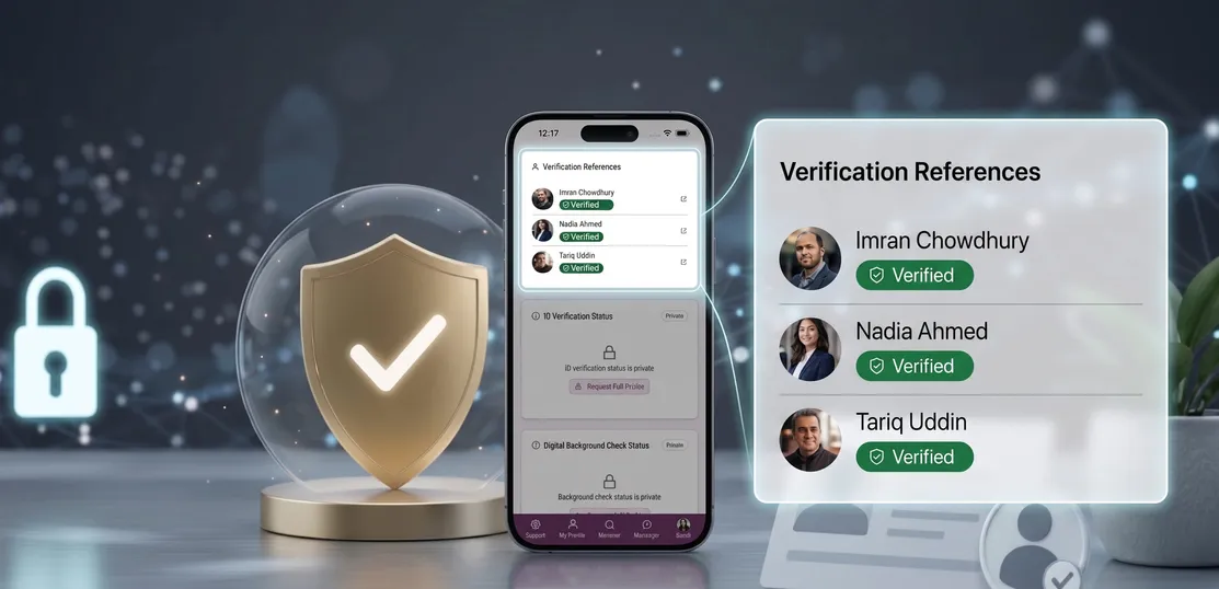 Panosia Connect Verification References, showing people a visitor can message to learn more about a candidate
